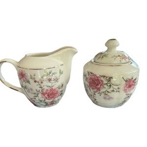 NEW Grace Teaware Floral and Birds Creamer, Sugar Bowl & Lid Set Multicolor